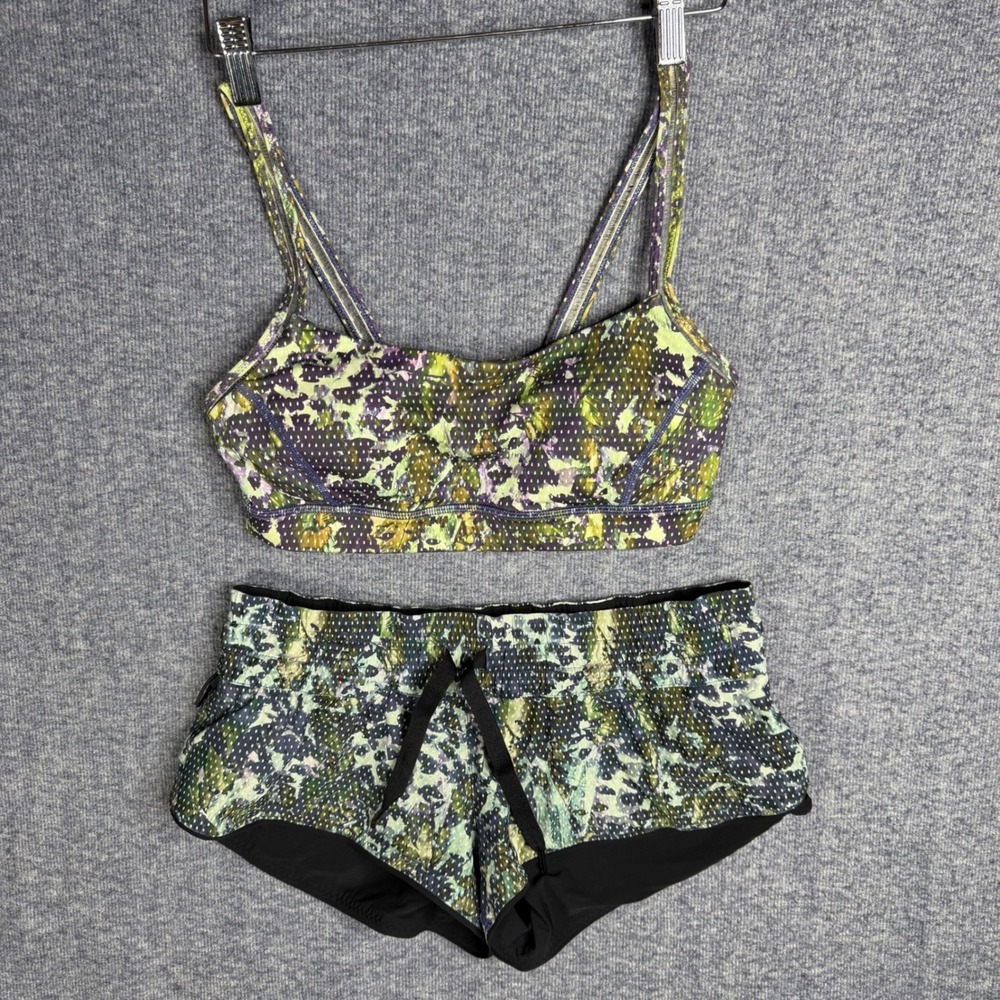 Lululemon Sports Bra and Spring Breakaway Running Reversible Shorts Set Size 6‎